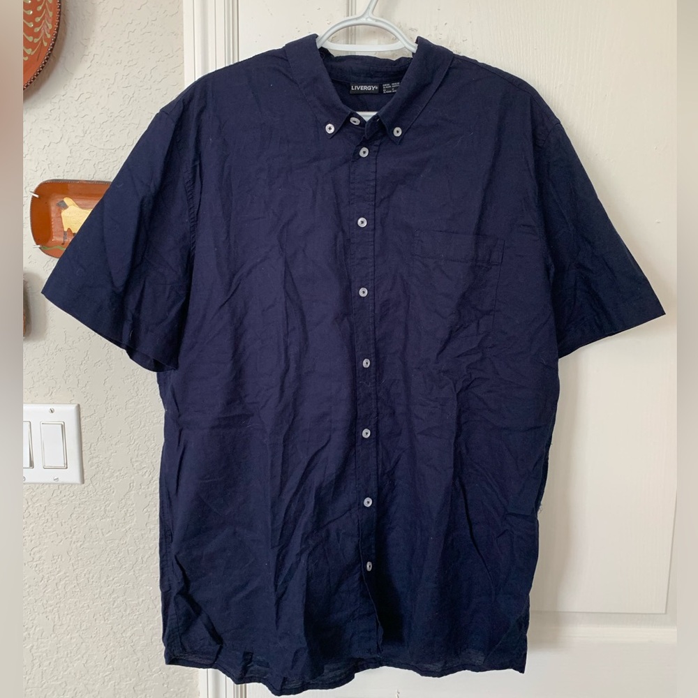 Livergy Navy Blue Short Sleeve Men’s Shirt, Size XL